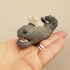Sperm Whale Hanging Ornament Hand Sculpted 3" Artisian hand crafted