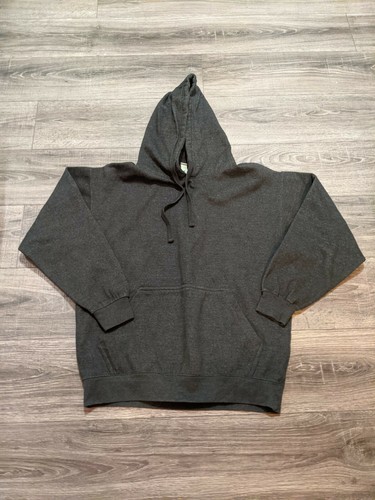  Sudadera con capucha pulóver de manga larga gris carbón canguro bolsillo algodón pesado L para hombre - Imagen 1 de 6
