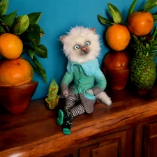 Needle Felted Cat, collectible, art toy, artist made, handmade, plush cat