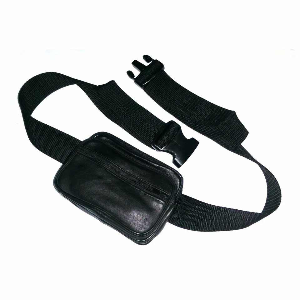 Sac Banane En Cuir Noir Petit Porte-Clés Outdoor Avec Boucle De Ceinture - Photo 1/1