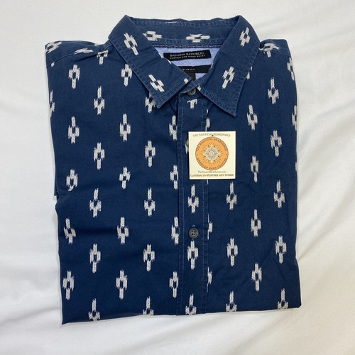Camicia azteca Banana Republic slim fit uomo M blu polsino infradito manica lunga con bottoni - Foto 10 di 15