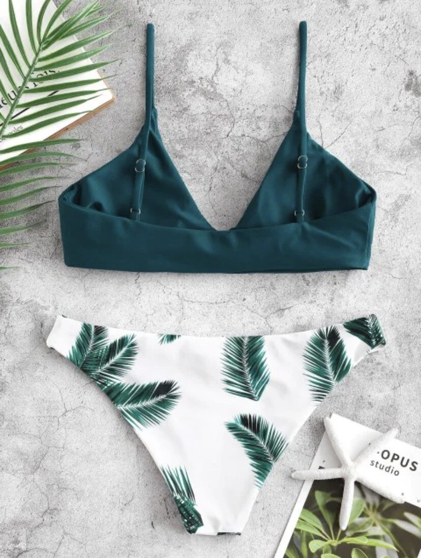 Floral leaf sale print bikini set