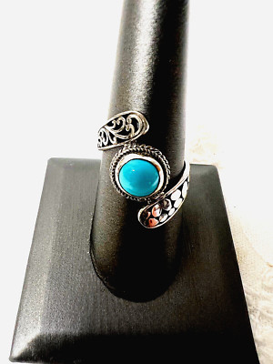 Natural Sleeping Beauty Turquoise Bypass Ring SIZE 8 New Sterling ...