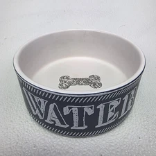 PetRageous 5 7/8" x 2.5"  Barnwood Design/Blue Dog "WATER" Bowl