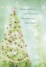 Tall Sparkling Tree Designer Greetings Christmas Card