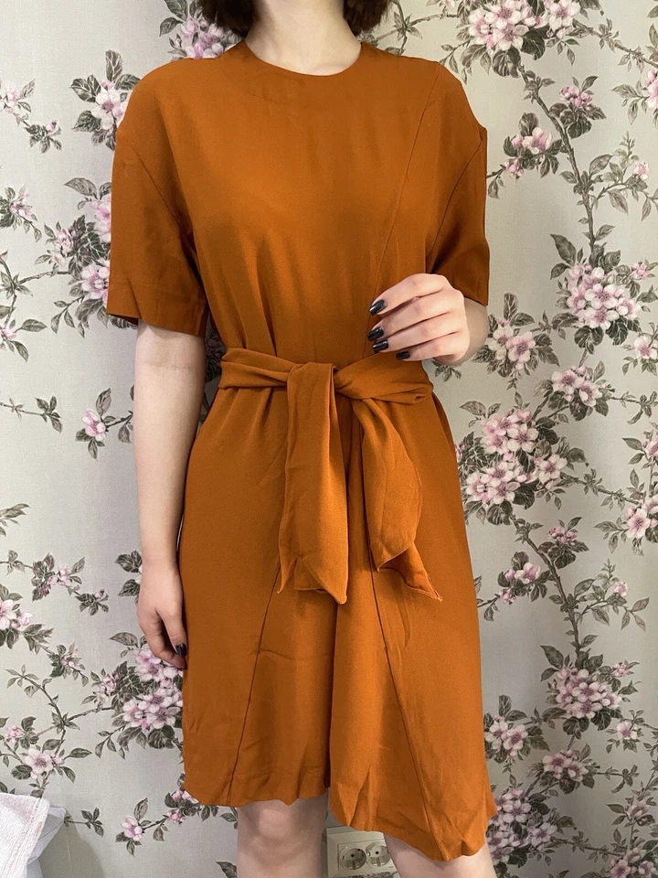 Marni 连衣裙女式鸡尾酒粘纤绉织腰带 44 码 — 第 3/4 张图片