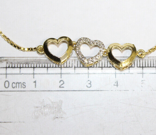 0.36ct Natural Round Diamond 14k BIS Hallmarked Yellow Gold Heart Bracelet - Picture 3 of 13