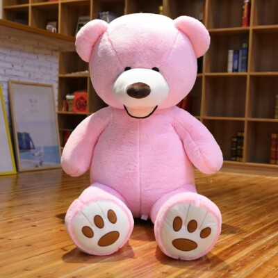 51''Big pink Teddy Bear Stuffed Animals with Footprints Gift for Kids, Girlfriend