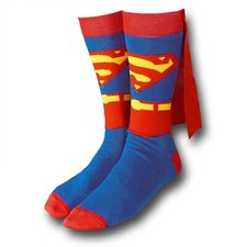 Superman Crew Socks With Cape Blue