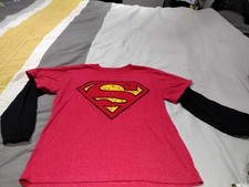 Superman shirt long sleeve size L Boys red/black