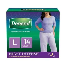 Depend Night Defense Women's Incontinence Overnight Pants - L, Pack of 14