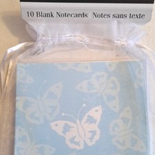 10 Note Cards With Envelopes Blank Inside by Voila Light Blue Color Butterflies