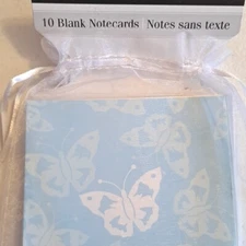 10 Note Cards With Envelopes Blank Inside by Voila Light Blue Color Butterflies