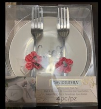 David Utters Wedding /Bride & Groom Cake Plate & Fork Set 4 PC