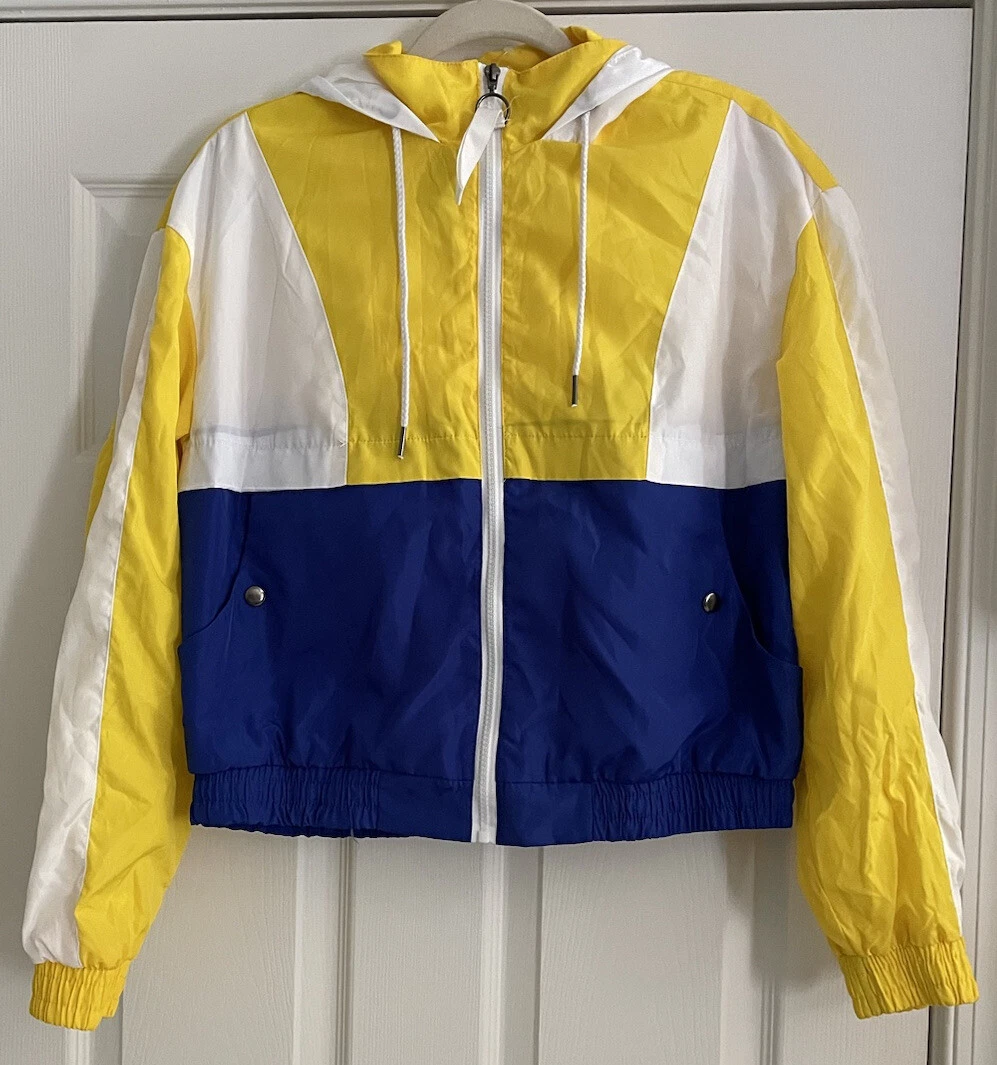 New Look Windbreaker Jacket Yellow Blue White Size M eBay