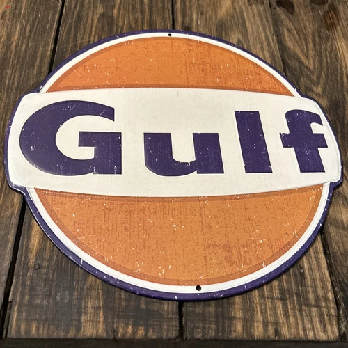 Open Road Embossed Tin Metal Sign 12" Vintage Look Gulf