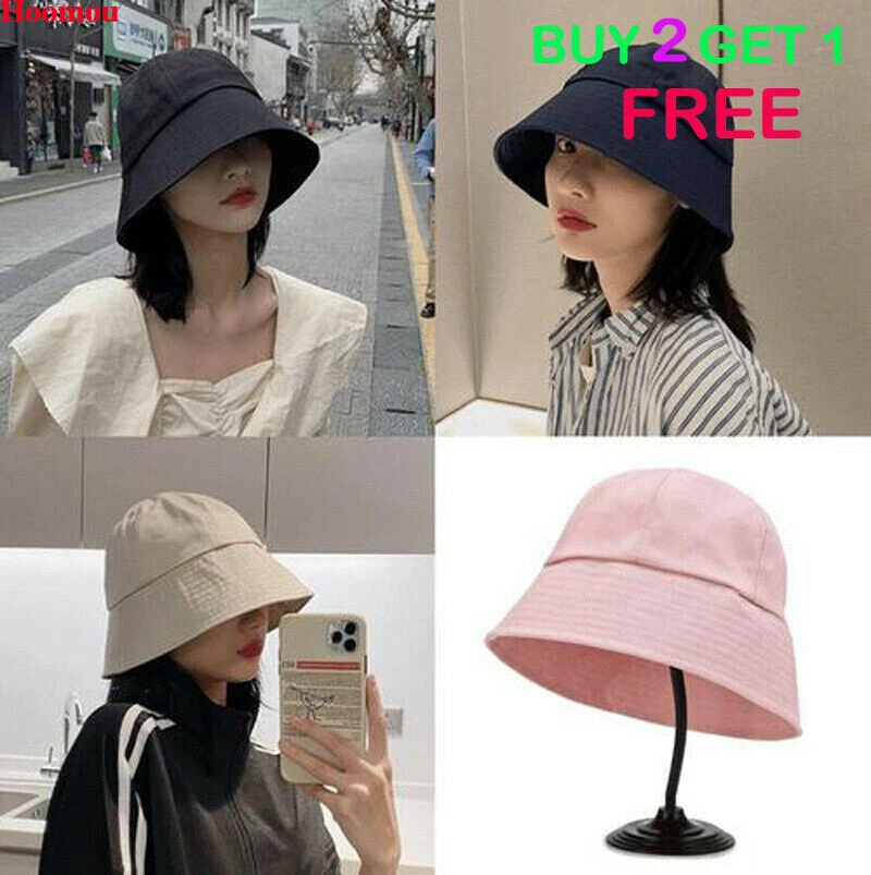 Korean Women Men Unisex Bucket Hat Cap Fishing Boonie Brim Visor Sun Summer