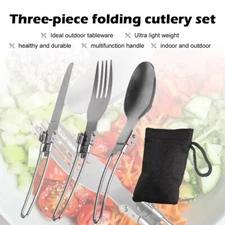 Folding Cutlery Eating Utensil Set Fork Knife Spoon Outdoor Camping Mess Kit