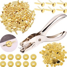 100 PCS 3/4 Inch 20mm Brass Paper Fasteners Brads 300 Washers Hole Punch Gold