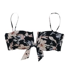 Sanctuary Swim Womens V-Wire Swimsuit Bikini Top Bathing Suit Black Floral S M