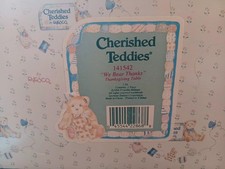 CHERISHED TEDDIES Bear table Thanksgiving FIGURINE Fall decor New Opened Box.
