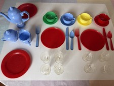 1950s Child  s Plastic Dishes Table Sets 31 Pieces