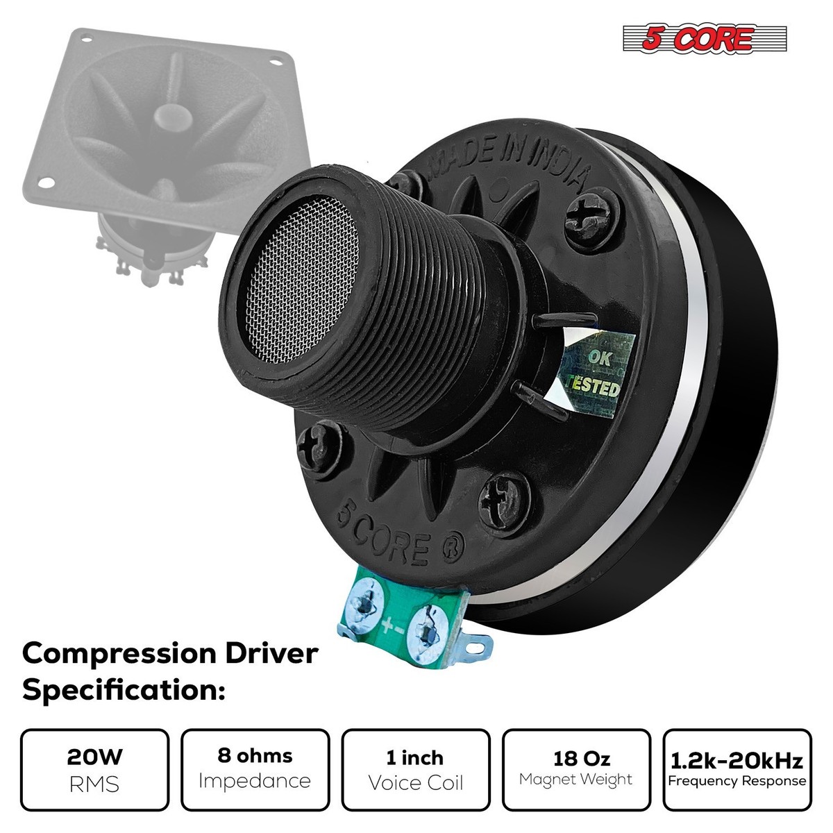 5 Core Compression Driver Horn Speaker 1 Inch Aluminum Tweeter 5 Core Compression Driver Horn Speaker 1 Inch Aluminum Tweeter