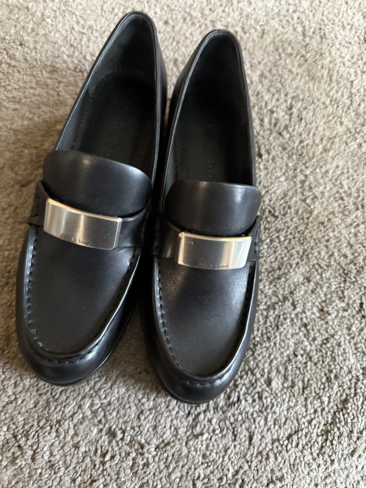 Mocasín Rag & Bone para mujer Canter EU 39.5 US 9.5 cuero negro sin cordones Foto 2 de 4