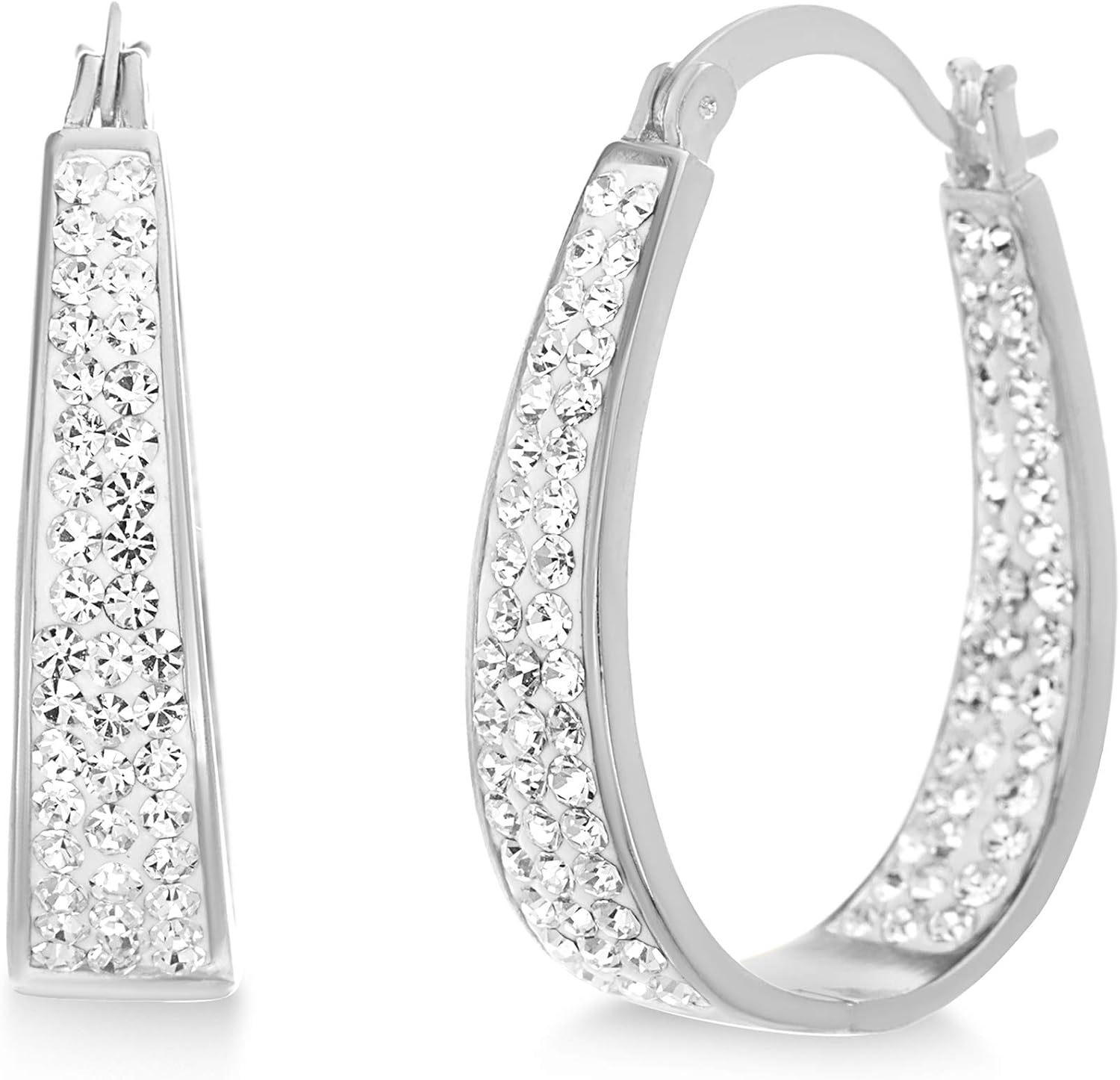 18K White Gold Inside Out Crystal Hoops Made With Crystals From