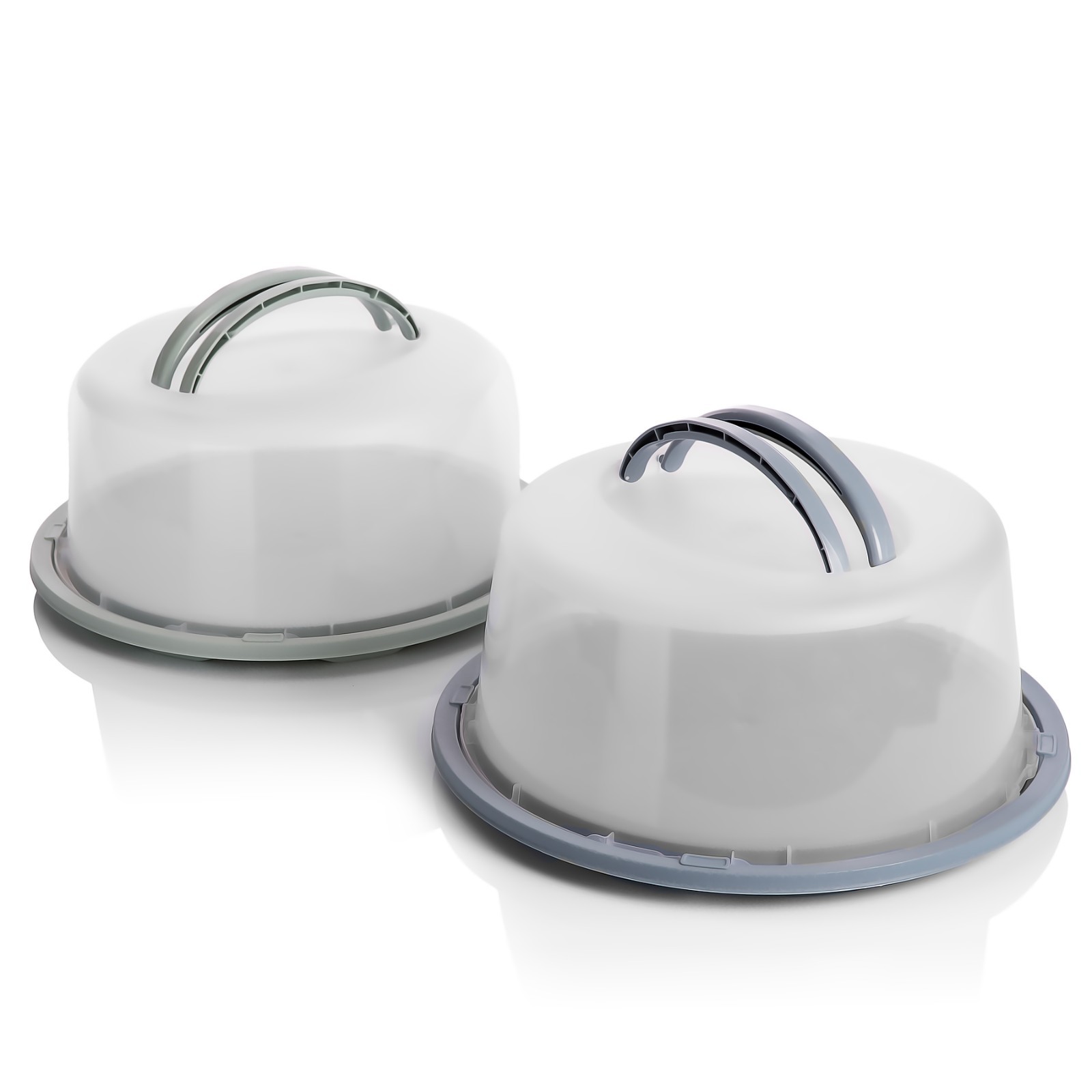 2x Kuchen Transportbox Kuchenbehälter Tortenhaube Rund mit Doppel Tragegriff