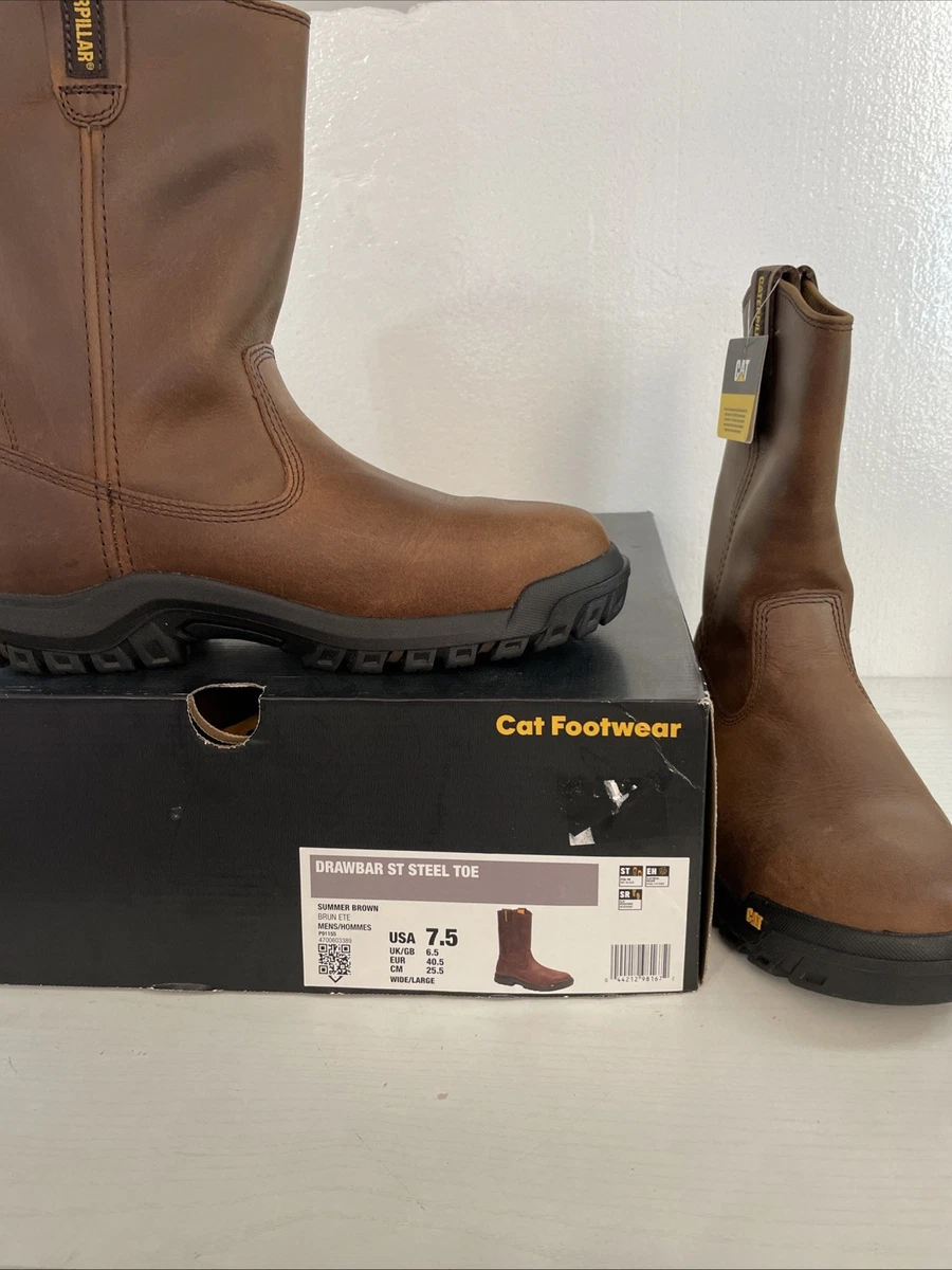 CAT Caterpillar Mens Steel Toe Brown Leather Pull On Ease Boots Size 10 M P91119 CAT Western Steel Toe Boots for Men for Sale | Shop New  main image 2