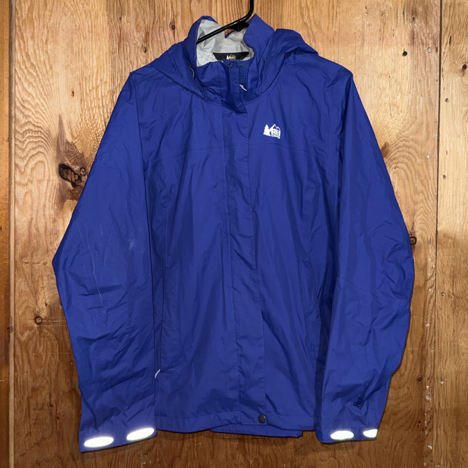 REI Co-Op Jacket Sz XL Blue Hooded Peak 2.5L Waterproof