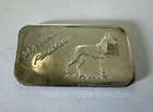 THE JUSTICE MINT DOBERMAN PINSCHER 1 OZ .999 FINE ART SILVER BAR.