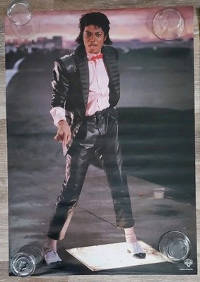 Vintage 1980s MICHAEL JACKSON Music Poster Billie Jean Beat It Glowing Sidewalk 