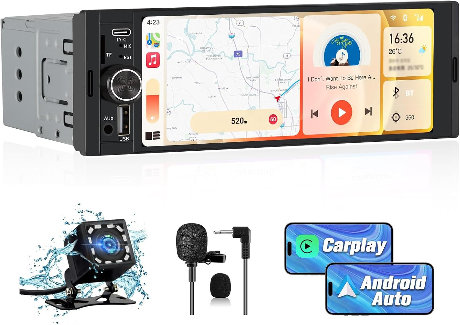 Smart Car Radio 1 DIN - Schermo 6.36 pollici Wireless CarPlay B
