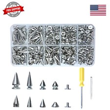 354 Sets Punk Spikes and Studs Kit  8 Sizes Cone Spikes,Metal Tree Spikes Stud...