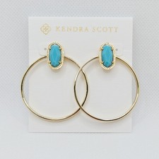 Kendra Scott Mayra Gold Hoop Earrings In Turq...