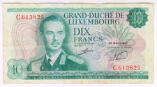 1967 Luxembourg 10 Francs 613825 Paper Money Banknotes Currency