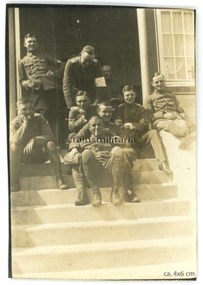 Genuine Photo pilot officers in front of casino at airfield WW1