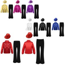 Kids Boys Outfit Set Jazz Dance Competition Shirts And Pants Long Sleeve Stage