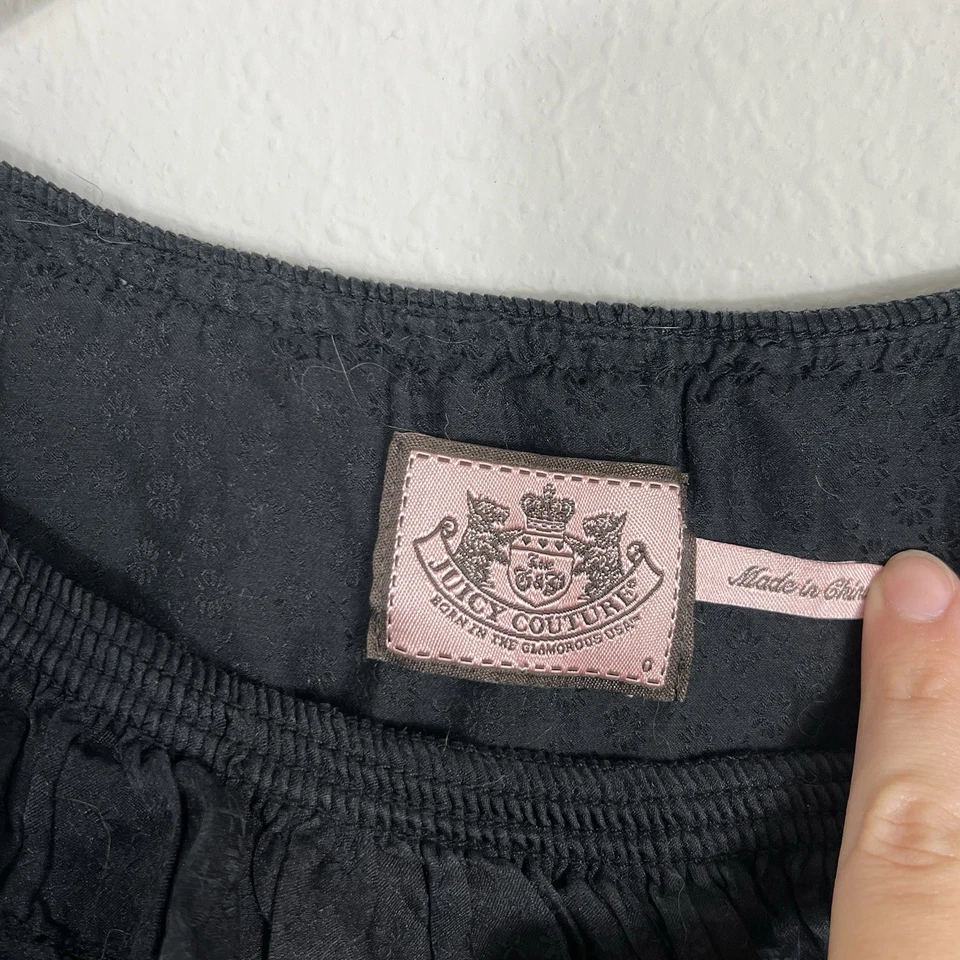 Y2K Juicy Couture Babydoll Top Womens Black Romantic Coquette Silk Blend Size 0 - Image 4 of 4