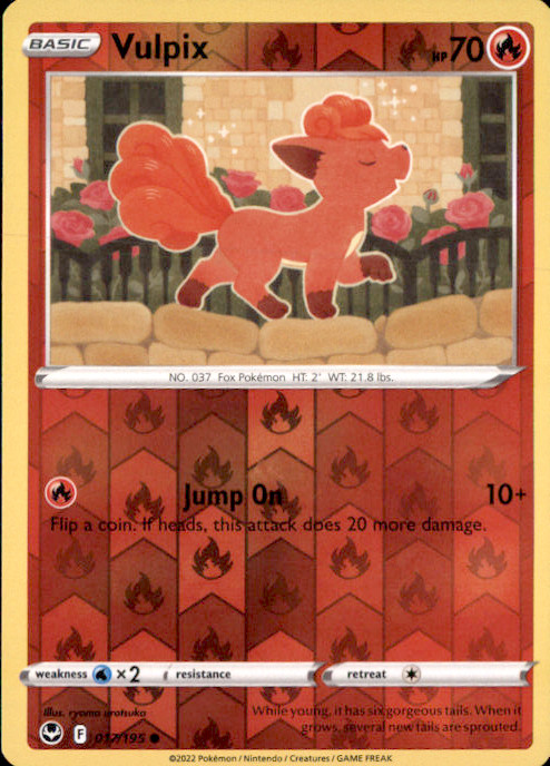 Vulpix Reverse Holo Common SWSH12: Silver Tempest 017/195 NM ryoma uratsuka 2022