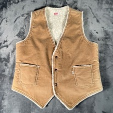 Vintage Levi s Corduroy Sherpa Lined Vest Size Large Made in USA Tan