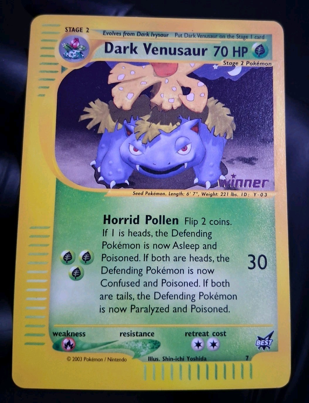 Dark Venusaur Winner Gold Stamp #7 Best of Game NM Reverse Holo Pokémon