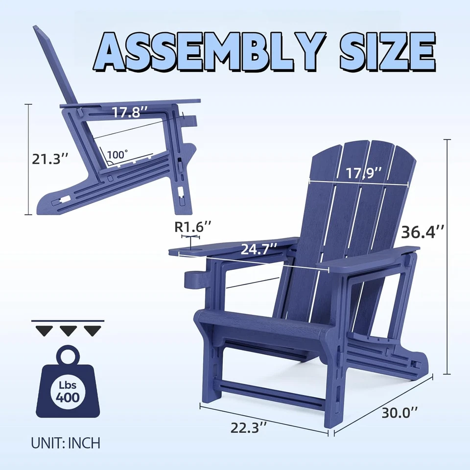 Juego de 2 sillas Adirondack, sillas Adirondack de plástico, resistentes a la intemperie para exteriores  Foto 2 de 4