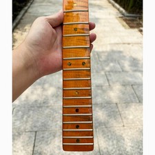 21 frets, 25.5" scale electric guitar neck, stained tiger maple with exquisite i
