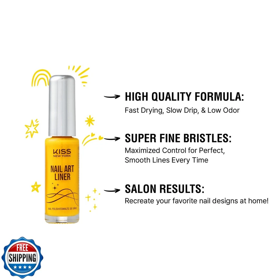 KISS NEW YORK Nail Art Liner, Fast-Drying, Slow Drip, Low Odor, F - Image 3 of 4