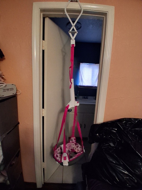 Pink & White Doorway Jumper Bouncer Hanging Exerciser for Infant