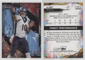 2024 Topps Finest Uncommon Sky Blue Refractor /250 Bo Nix #163 Rookie RC