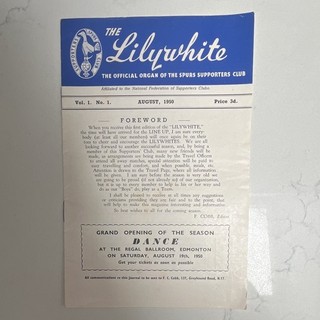 The Lilywhite Vol 1 No 1 August 1950 Magazine Tottenham Hotspur First Edition